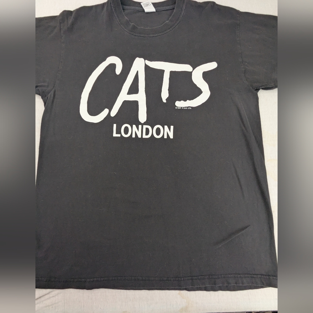 CATS London 1981 Vintage Musical Theater Black Tee Shirt XL Unisex